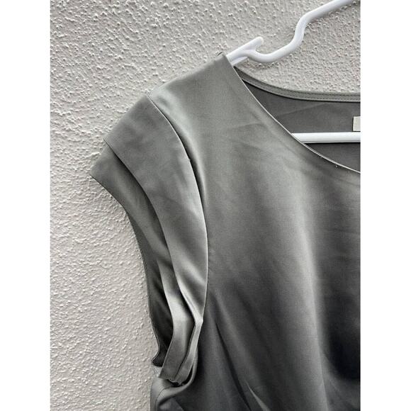 Womens LC Lauren Conrad Dress Size Small Gray Floral Silky Cap Sleeve - Picture 3 of 14